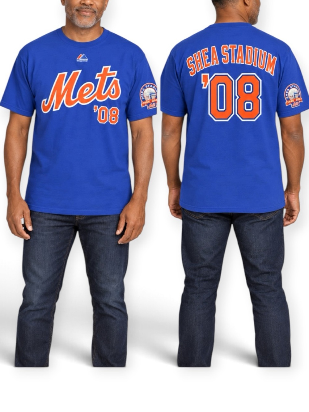 NWT Majestic Mets Shea Stadium 2008 Final Season Tee Size L